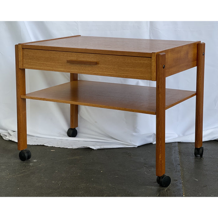 Vintage Danish Mid Century End Table With Casters