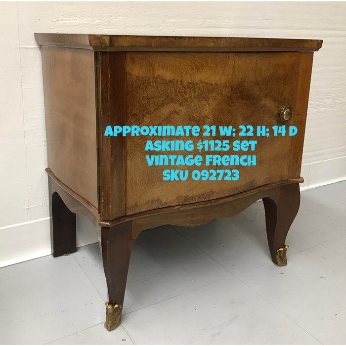 Vintage French Nightstand End Table Set of Two