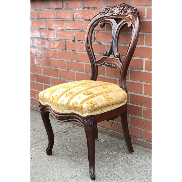 Vintage Victorian Style Hand carved Reupholstered Accent Chair