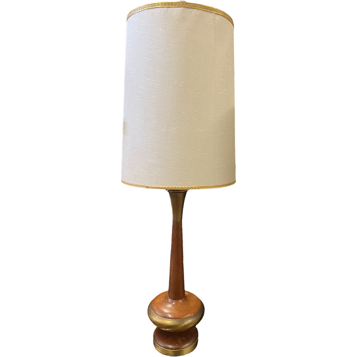 Tall Vintage Mid Century Modern Lamp with Brass Accents