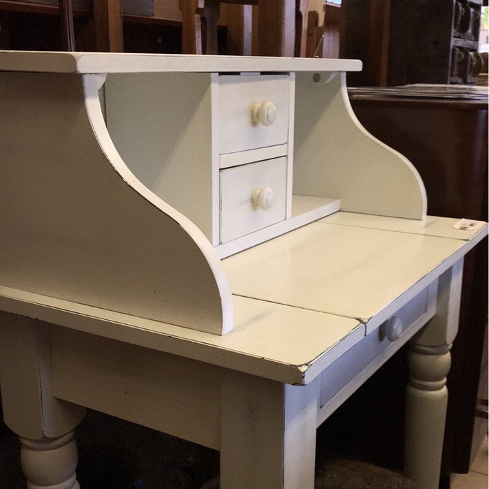 Vintage White Desk with Pull Out Tray and Drawers