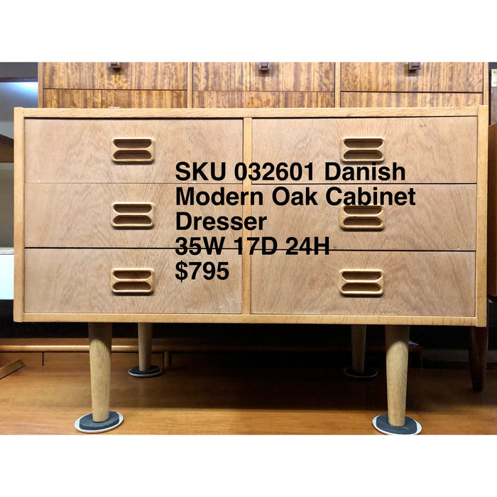 Danish Modern Oak Lowboy Dresser