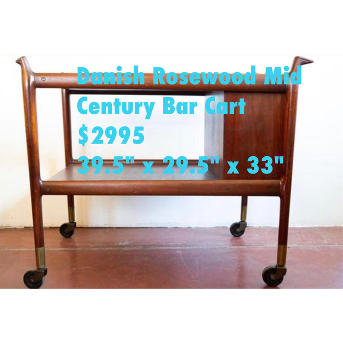 Vintage Danish Modern Rosewood Bar Cart