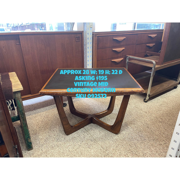 Vintage Mid Century Modern Geometric Wooden Table w/ Vinyl Inlay