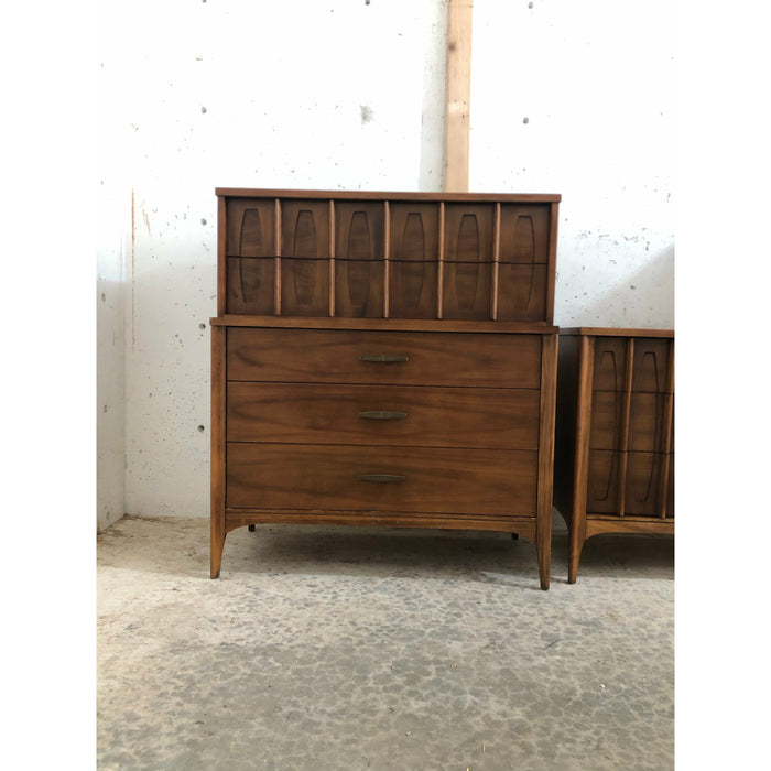 Vintage Solid Walnut Mid Century Modern Kent Coffey Tallboy Dresser (Available for Online Purchase Only)