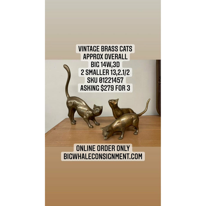 Vintage Brass Cats Set of 3