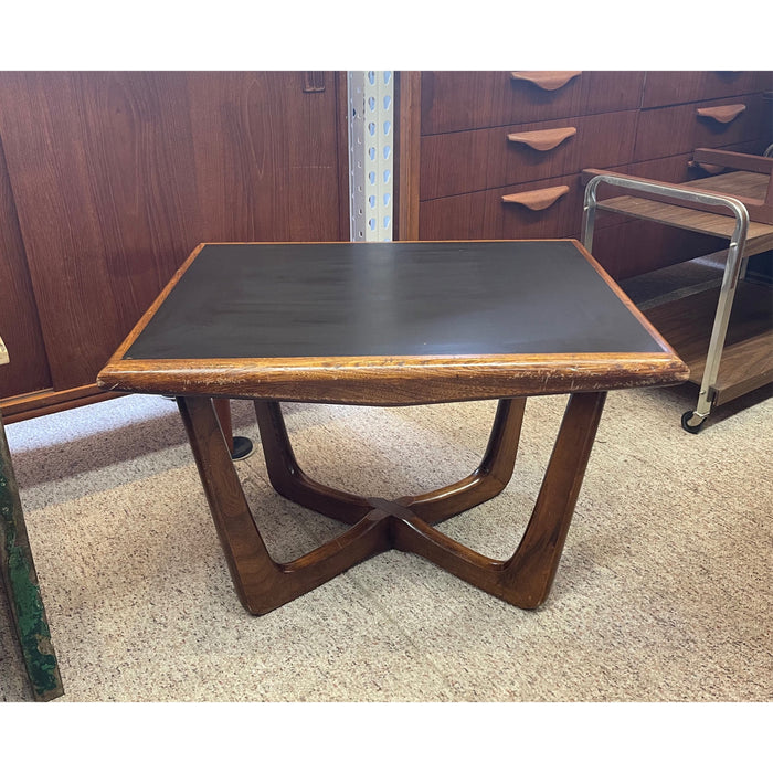 Vintage Mid Century Modern Geometric Wooden Table w/ Vinyl Inlay