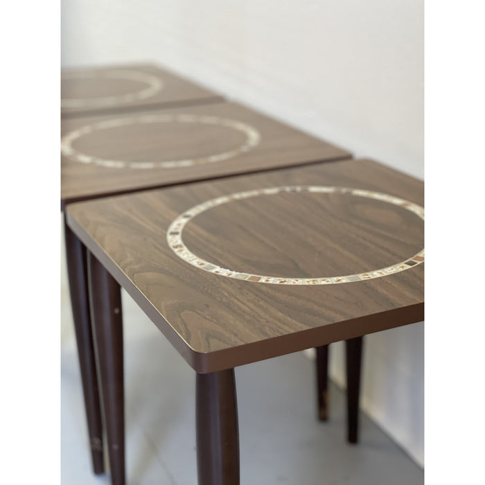Vintage Mid Century Modern Mosaic Design Accent Table Trio
