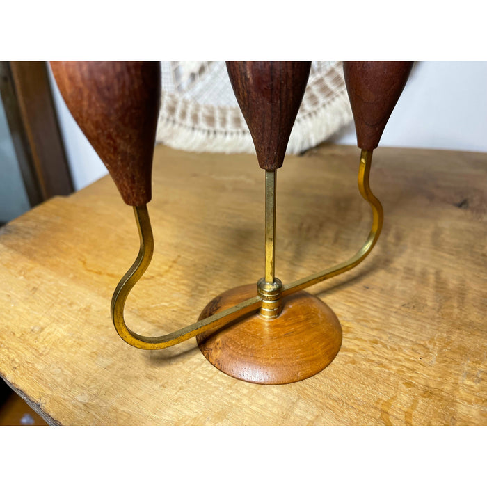 Danish Style Candle Holder With Wood Accents