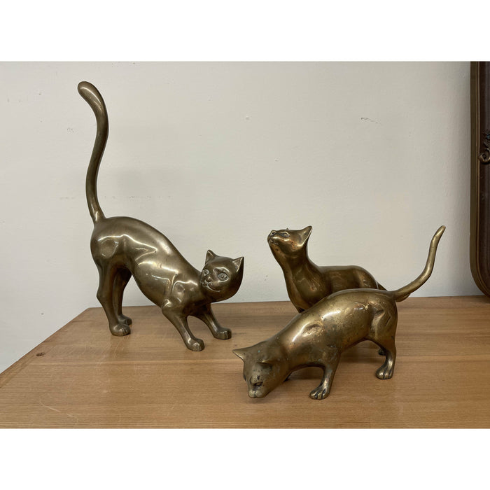 Vintage Brass Cats Set of 3