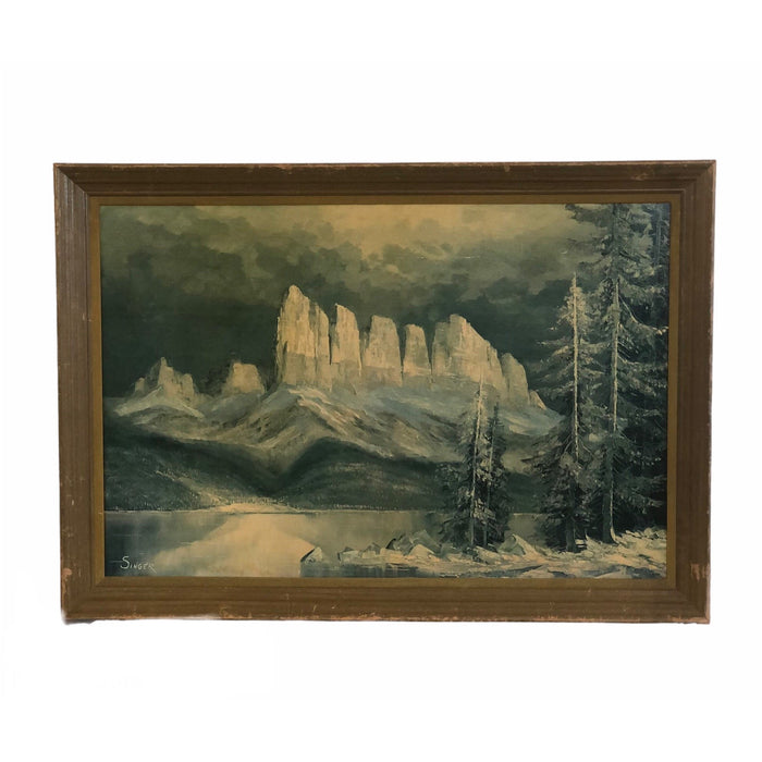Vintage Framed Signed Art - Canyon Landscape