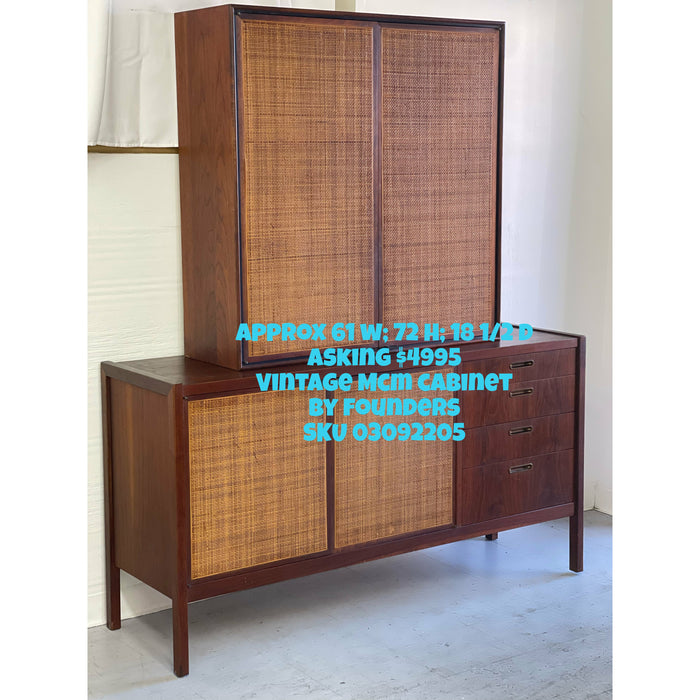 Vintage Mid Century Modern 2 Piece Credenza or Cabinet by Founders