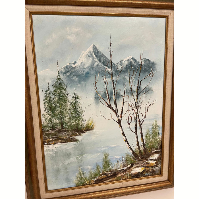 Vintage Painting of Winter Landscape