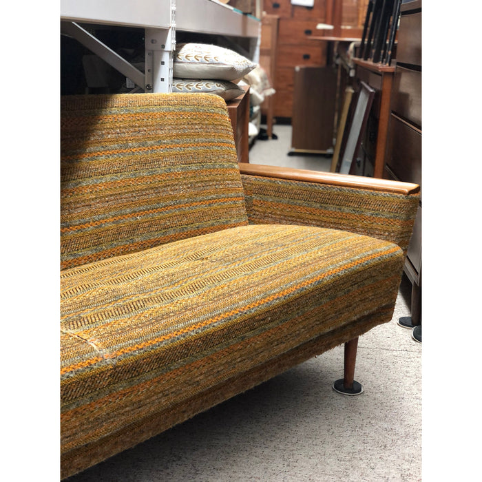 Vintage German Import Woven Fabric Sofa with Tapered Legs