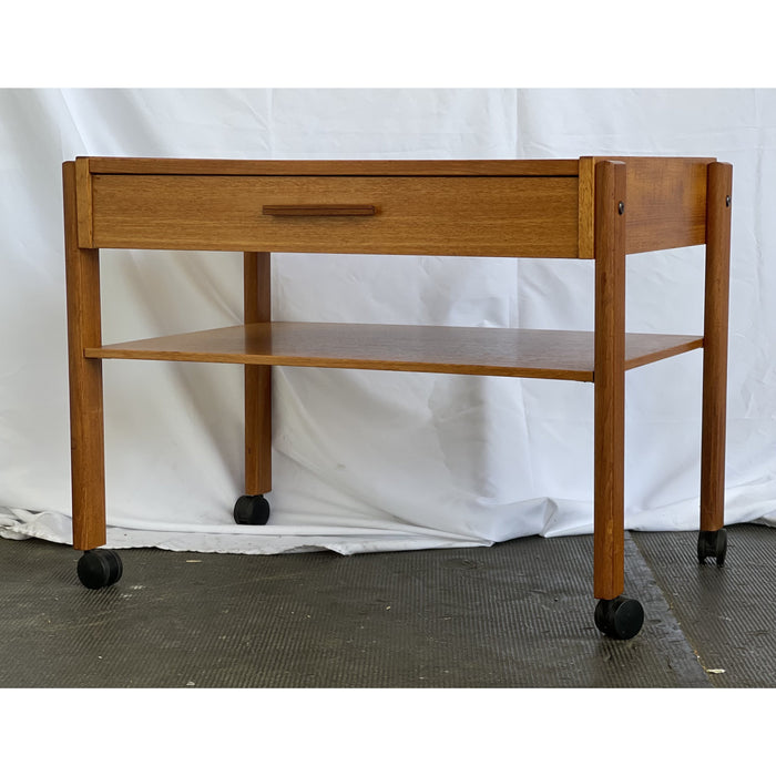 Vintage Danish Mid Century End Table With Casters