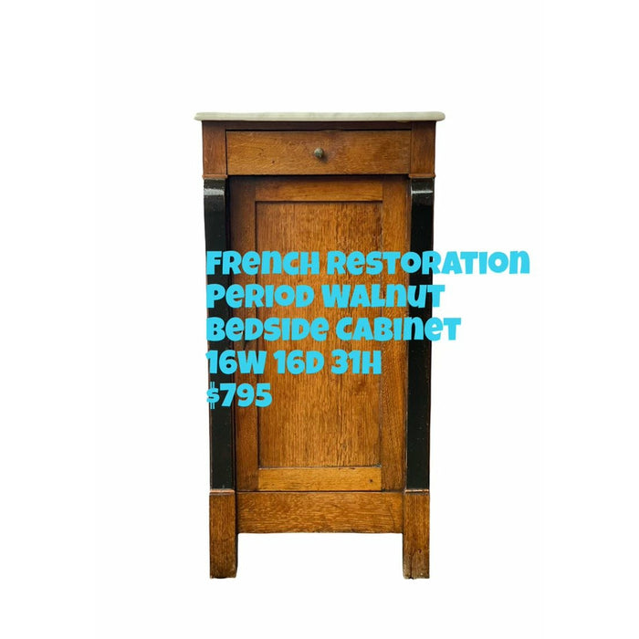 French Restoration Period Walnut Bed Side Cabinet Storage Table Stand